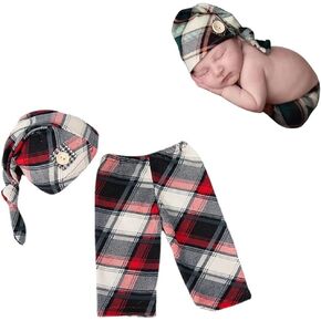 Newborn Photography Props Outfits Infant Gentleman Lattice Hat Rompers Suit Baby Boy Girl Photoshoot Props Costume