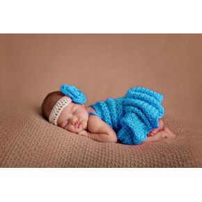Newborn Baby Girl Photo Shoot Props Outfits Lovely Flower Headband Dress Crochet Knitted Costume Photography Props