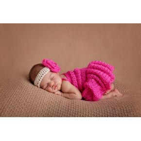 Newborn Baby Girl Photo Shoot Props Outfits Lovely Flower Headband Dress Crochet Knitted Costume Photography Props
