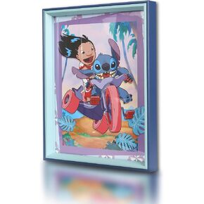 POP Creations Lilo and Stitch Shadowbox Display Frame, 1.2" Deep Shadow Box Frame, 11x14 MDF Display Box with Sawtooth Hanger, Dual Color Disney Shadow Box Wall Art