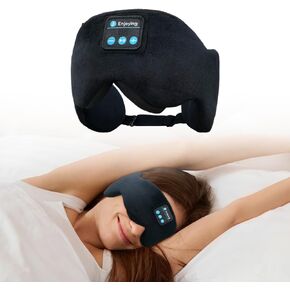 Bluetooth 5.3 Headphones Headband Eye Mask Wireless Sleep Mask，Blackout Bluetooth Eye Mask for Sleeping，Cotton Sleep Mask for Side Sleepers Adjustable Hook and Loop