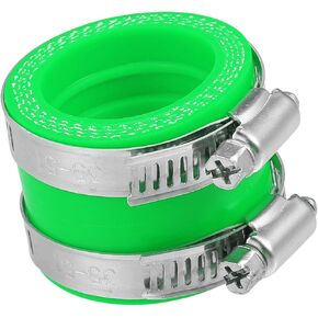 35mm ID Rubber Green Motorcycle Carburetor Adapter Inlet Intake Pipe Manifold Adapter Boot Sleeve Interface with Clamps - Pack of 2 Auto Accessories