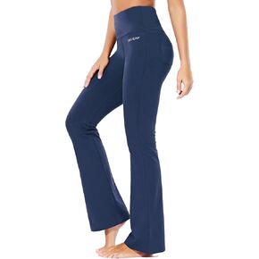 BALEAF Womens Cotton Flare Yoga Pants High Waisted Dress Pants Work Office Bootcut Bell Bottom Leggings Trousers