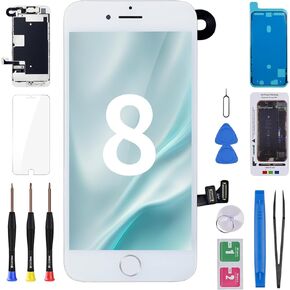 for iPhone 8 Screen Replacement Black with Home Button 4.7" 3D Touch LCD Display Digitizer for iPhone SE 2nd 2020 Full Assembly Repair Front Camera Speaker Sensor Fix Tools A1863 A1905 A1906