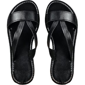 Verdusa Women's Leather Slingback Sandals Open Toe Summer Flat Sandals