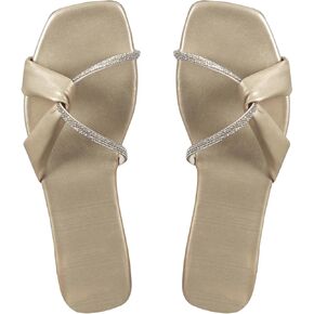 GORGLITTER Women's Slide Sandals Dressy Flat Strappy Slip on Shoes Beach Sandals