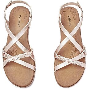 Veittes Women's Flat Slide Sandals-Adjustable Double Elastic Bands,Crossover Straps,Fashion Casual Summer Flat Sandals.