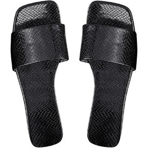 Verdusa Women's Textured Square Open Toe Slide Sandals Comfortable Flat Sandals