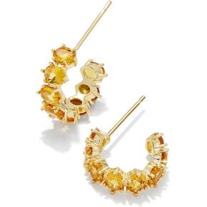 Kendra Scott Cailin 14k Gold-Plated Brass Crystal Huggie Earrings in Golden Yellow Crystal, Fashion Jewelry For Women