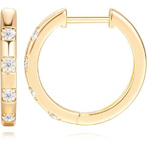 Gold Hoop Earrings for Women 14K Gold Earrings Cubic Zirconia Lightweight Gold Hoop Earrings for Women 20mm