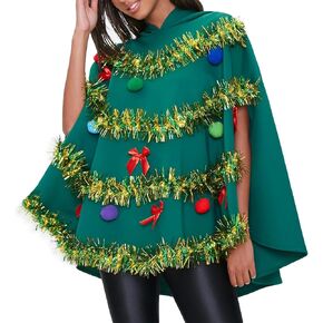 Christmas Tree Costume for Women Christmas Tree Costume Shawls Cosplay Outfits Christmas Poncho Cloak