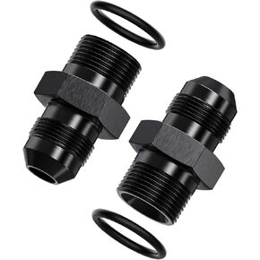 2Pcs 6AN Male to M14 x 1.5mm Male Swivel Flare Metric Fitting Adapter, Black Straight Hard Aluminum Hex Anodized Connector, Automotive Accessories Suitable for Vehicle Fuel Oil Line Modification
