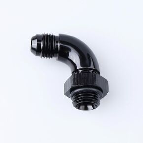 90 درجة -8 ذكر إلى -6 ORB O-Ring Port كامل التدفق المناسب محول الألومنيوم الأسود