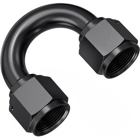 180 Degree 8AN Female to 8AN Female Swivel Flare Union Fitting Adapter, Black Hard Aluminum Hex Anodized Connector, Automotive Accessories Suitable for Vehicle Fuel Oil Line Modification