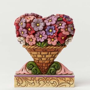 Jim Shore Heartwood Creek Mini Flower Heart Bouquet Stone Resin Figurine, 3"