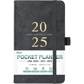 2025 Pocket Planner/Calendar - Pocket Planner, JAN 2025 - DEC 2025, Pocket Calendar for Purse, 6.3'' × 3.8'', Elastic Bound, Agenda Planner, Green