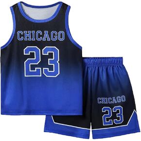 Basketball Jerseys 23# For Kids Youth Sports T-shirt Jersey Boys Girls Gradient Basketball Uniform Set 6-16Years