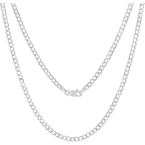 Nuragold 10k White Gold 3mm Solid Cuban Link Chain Curb Pendant Necklace, Mens Womens Jewelry 16" 18" 20" 22" 24" 26" 28" 30"