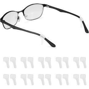 lvvfit Anti-slip Ear Hooks Holder Eyeglasses Retainers Silicone Glasses Temple Holders for Glasses Sunglasses (Black+Clear 10 Pairs)