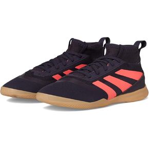 adidas Predator League Indoor J (Little Big Kid) Sneaker, Aurora Black/Turbo/Gum, 2.5 US Unisex