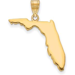 Polished Florida State Shaped Pendant in Sterling Silver or Real Gold