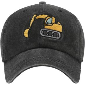 Excavator Toddler hat Kids Baseball Cap Washed Vintage for Boys Girls Age 2-8