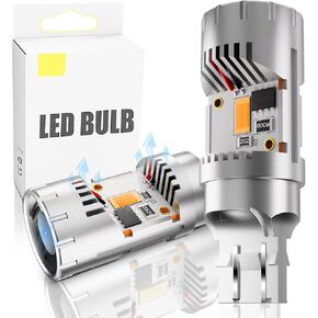 2024 جديد CANBUS 3157/3156 LED لمبة أضواء إشارة الانعطاف باللون الأصفر الكهرماني، مقاومة مدمجة للفلاش المفرط خالية من الأخطاء، 3056 3057 4057 4157 استبدال لمبة LED، حزمة من 2