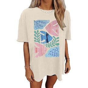 Oversized Tshirts for Women Wildflower Graphic Tees Hiking Crewneck Short Sleeve Clothes Casual Loose Hawaii Tops