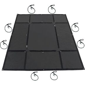 SPIDER Pickup Truck Bed Tarp (7'8" W x 8'8" L) - Heavy Duty Black Solid Waterproof Cargo Net Cover - Detachable Quick Adjust Tie Downs - Fits Standard Bed (6'6") and Trailers