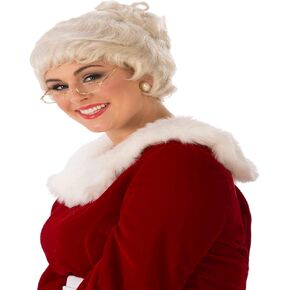 Rubie's womens Deluxe Mrs. Claus Costume Wig, White, One Size US