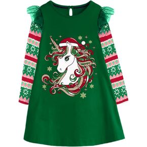 فساتين VIKITA للفتيات للشتاء بأكمام طويلة ملابس الفتيات الصغيرات وفساتين الحفلات غير الرسمية للفتيات الصغيرات، من 3 إلى 12 عامًا in Kuwait