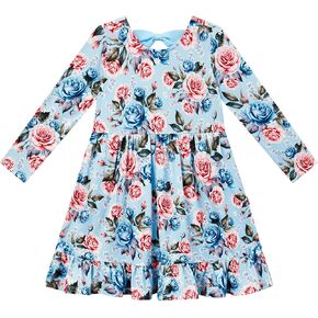 Bamboo Viscose Girls' Dresses Long Sleeve Toddler and Little Kids Twirl Dress
