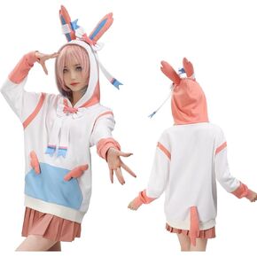 DAZCOS Anime Cosplay Sweatshirt Hoodie With Ears and Tail Halloween Costume for Women