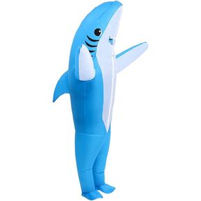 Inflatable Shark Costume for Adult(Kids) Funny Halloween Costumes Fantasy Cosplay Blow up Costume (Blue, Kids)
