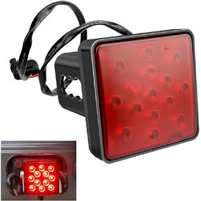 2 PCS Led Trailer Lights, 12V Red Trailer Hitch Light Fits 2" Receiver with 4-pin Adapter, Super Bright Smoked Lens Square Tail Light, Trailer Hitch Accessories for Truck Trailer SUV (Red)