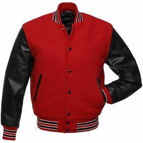 Red And Black Letterman Jacket Men - Mens Black Varsity Letterman High School Baseball Bomber Jacket