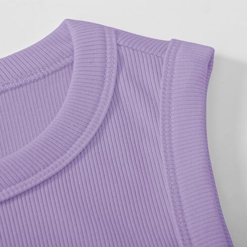 Chulianyouhuo Women's Ribbed Knit Tank Tops Crewneck Sleeveless Slim Fitted Shirts Summer Casual Basic Tanks Tee Shirts in Kuwait