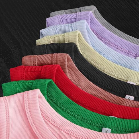 Chulianyouhuo Women's Ribbed Knit Tank Tops Crewneck Sleeveless Slim Fitted Shirts Summer Casual Basic Tanks Tee Shirts in Kuwait