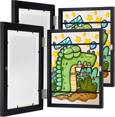 2 قطعة إطار فني للأطفال مقاس 11 × 14 إطارًا للأطفال عمل فني أمامي مفتوح للأطفال إطار عرض أعمال فنية مقاس 0.8 بوصة عمق داخلي إطارات صور سوداء لرسم الأطفال، والمشروعات الفنية، وإطارات صور خشبية in Kuwait