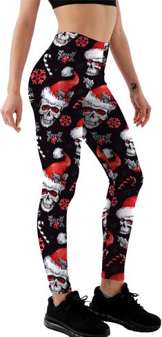 Women's Santa Claus Print Christmas Leggings High Waist Stretch Christmas Tights Pants Skull Santa Xmas Leggings in Kuwait