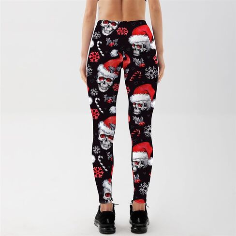 Women's Santa Claus Print Christmas Leggings High Waist Stretch Christmas Tights Pants Skull Santa Xmas Leggings in Kuwait