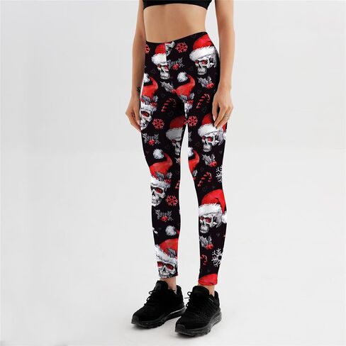 Women's Santa Claus Print Christmas Leggings High Waist Stretch Christmas Tights Pants Skull Santa Xmas Leggings in Kuwait