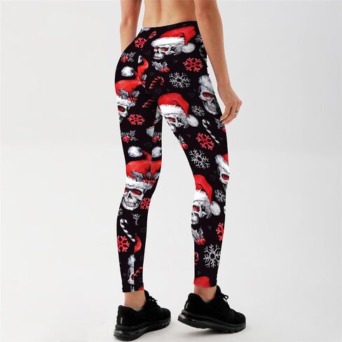 Women's Santa Claus Print Christmas Leggings High Waist Stretch Christmas Tights Pants Skull Santa Xmas Leggings in Kuwait