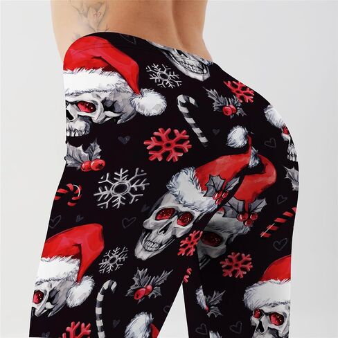 Women's Santa Claus Print Christmas Leggings High Waist Stretch Christmas Tights Pants Skull Santa Xmas Leggings in Kuwait