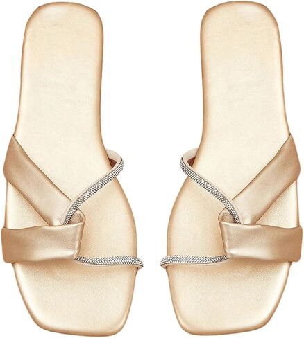 GORGLITTER Women's Slide Sandals Dressy Flat Strappy Slip on Shoes Beach Sandals in Saudi Arabia