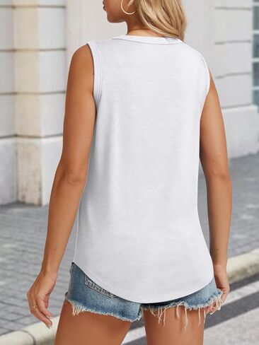 ATHMILE Womens Loose Fit Casual Flowy Tank Tops Round Neck Trendy Sleeveless Summer Beach Clothes Outfits in Saudi Arabia