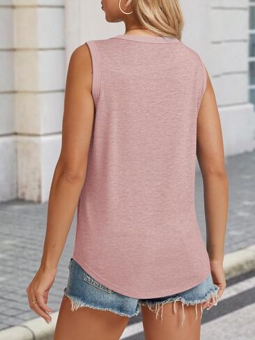 ATHMILE Womens Loose Fit Casual Flowy Tank Tops Round Neck Trendy Sleeveless Summer Beach Clothes Outfits in Saudi Arabia
