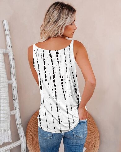 SAUKOLE Summer Tank Tops for Women V Neck Womens Fashion Sleeveless Top Loose Fit Casual Stripe Shirts Blouse in Kuwait