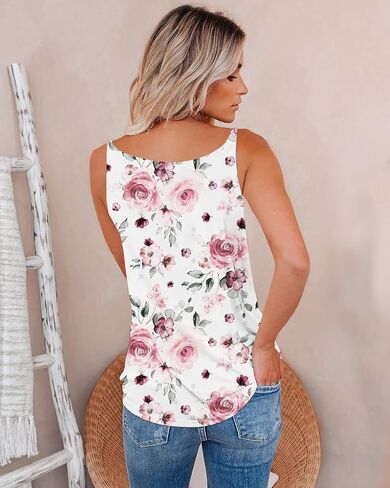 SAUKOLE Summer Tank Tops for Women V Neck Womens Fashion Sleeveless Top Loose Fit Casual Stripe Shirts Blouse in Kuwait