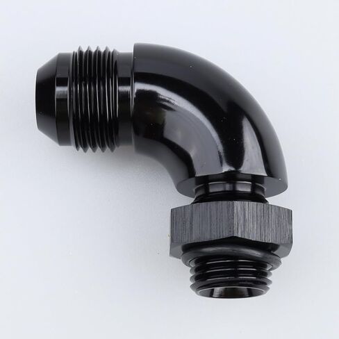 90 Degree -8 AN Male to -6 ORB O-Ring Port Full Flow Fitting Adapter Aluminum Black in Kuwait